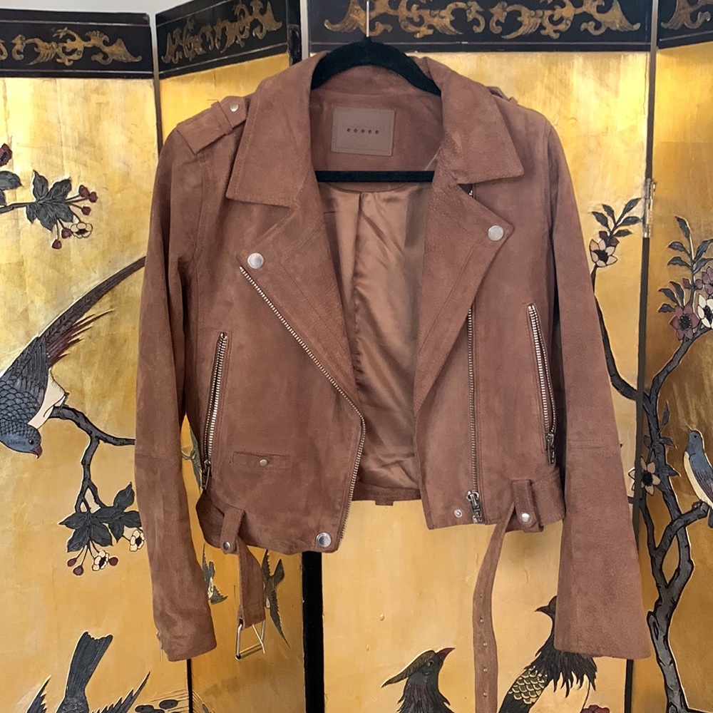 BLANKNYC Suede Moto Jacket in Sand | Size Medium - Picture 5 of 7